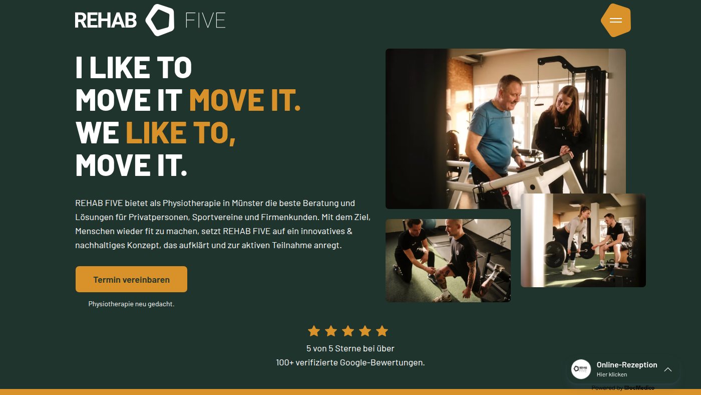 The home page of rehab-five.com