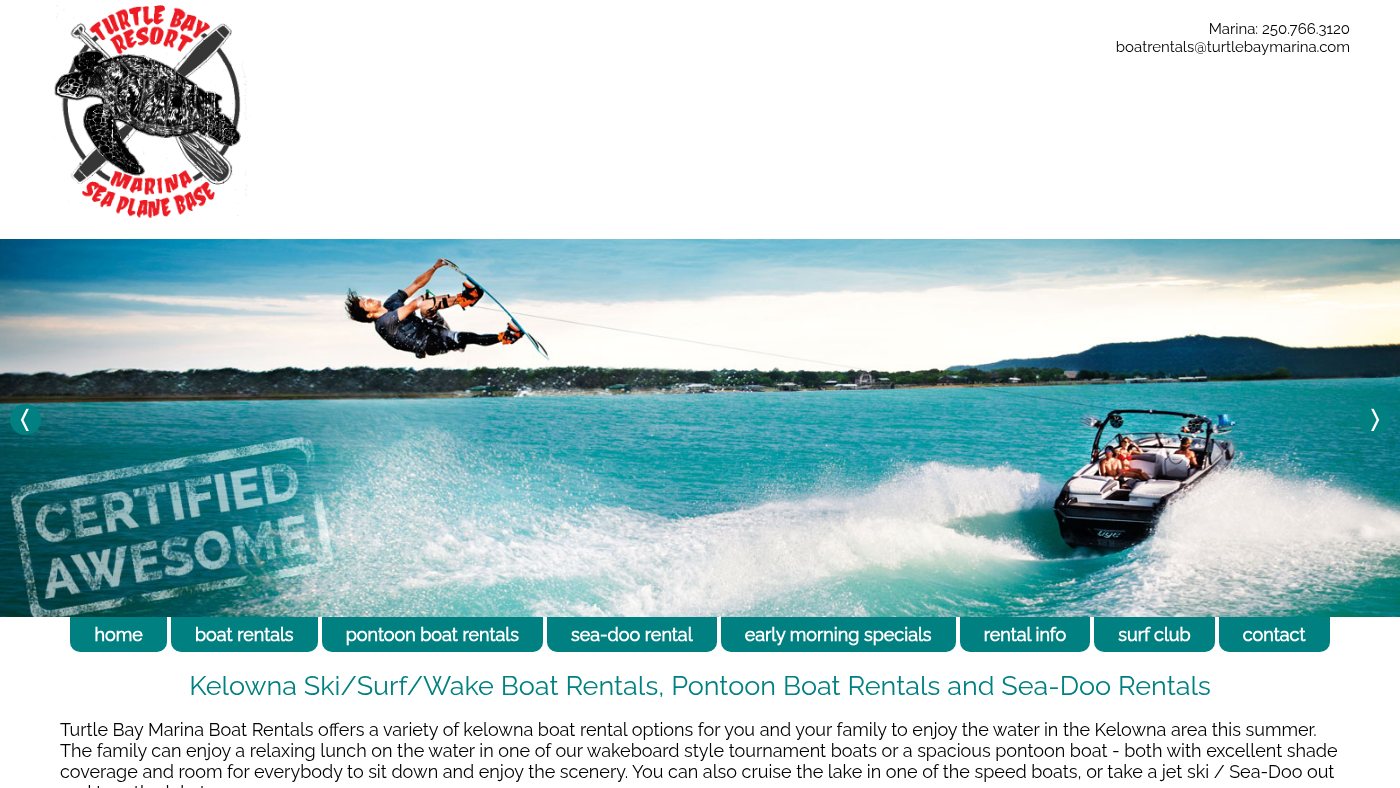 The home page of kelownamarina.ca