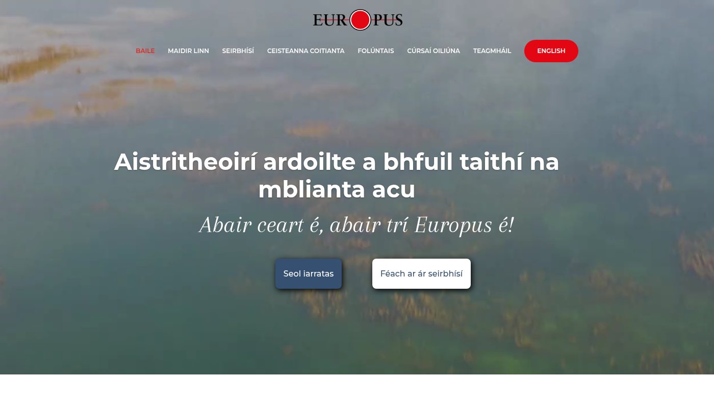 The home page of ga-europus.ie