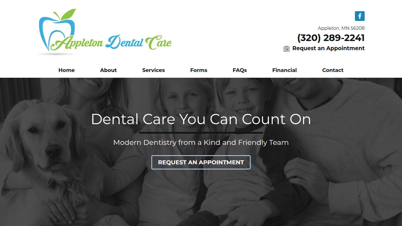 The home page of appletondentalmn.com