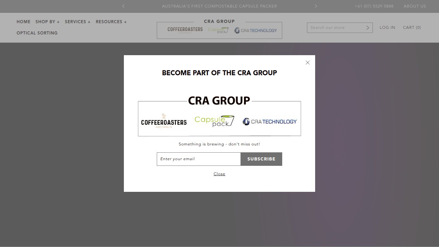 The home page of coffeeroasters.com.au