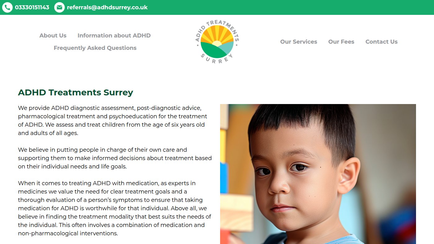 The home page of adhdsurrey.co.uk