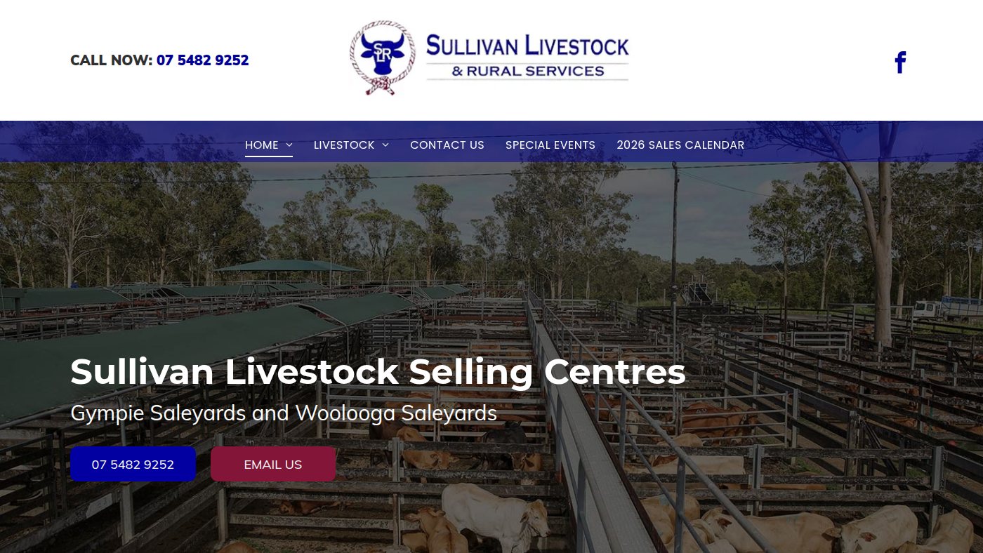 The home page of sullivanlivestock.com.au