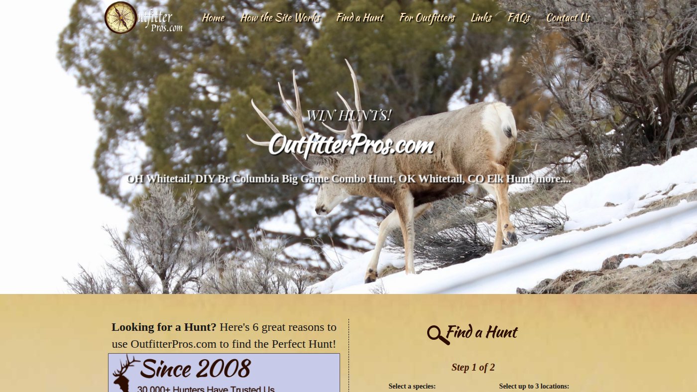The home page of outfitterpros.com