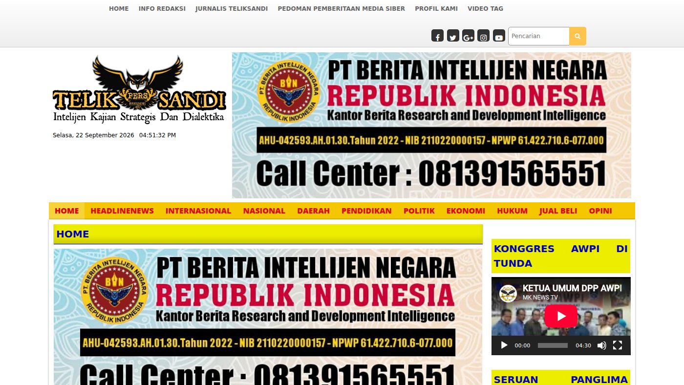 The home page of teliksandi.id