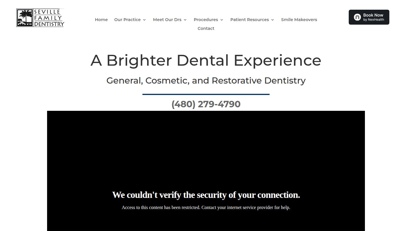 The home page of sevillefamilydentistry.com