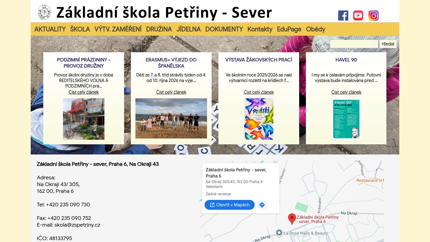 The home page of zspetriny.cz