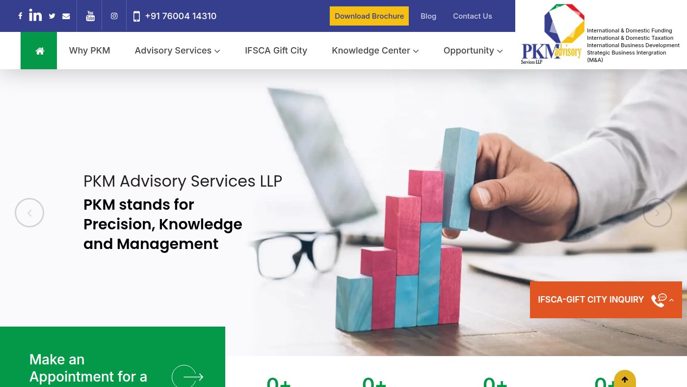 The home page of pkmadvisory.com