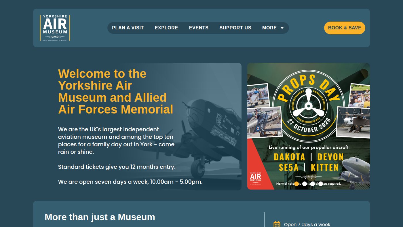 The home page of yorkshireairmuseum.org