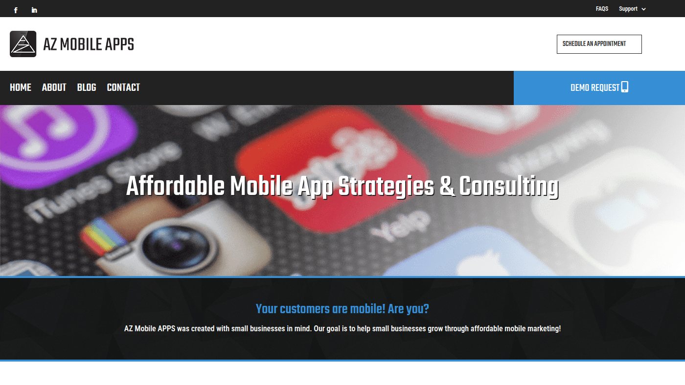 The home page of azmobileapps.com