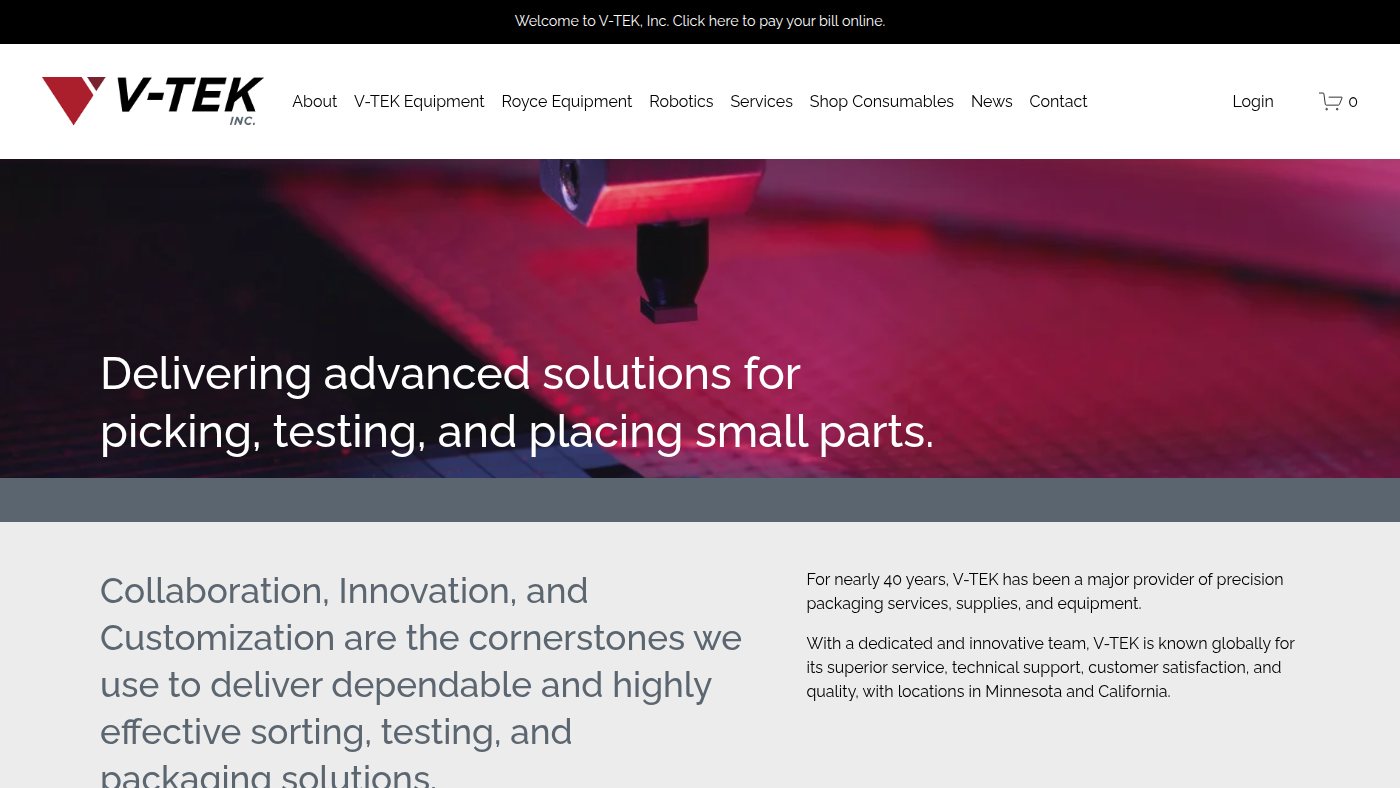 The home page of vtekusa.com