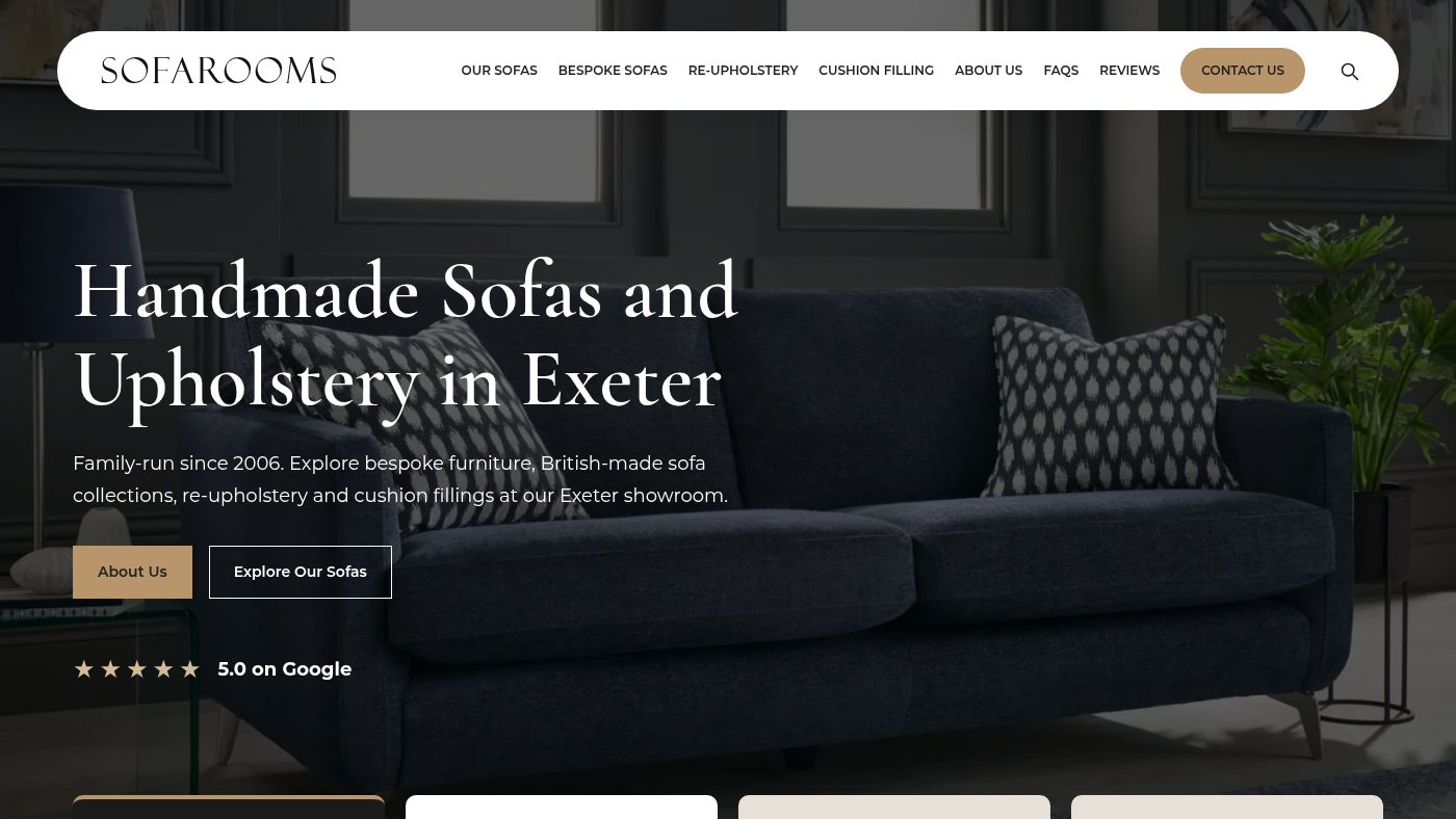 The home page of sofarooms.co.uk