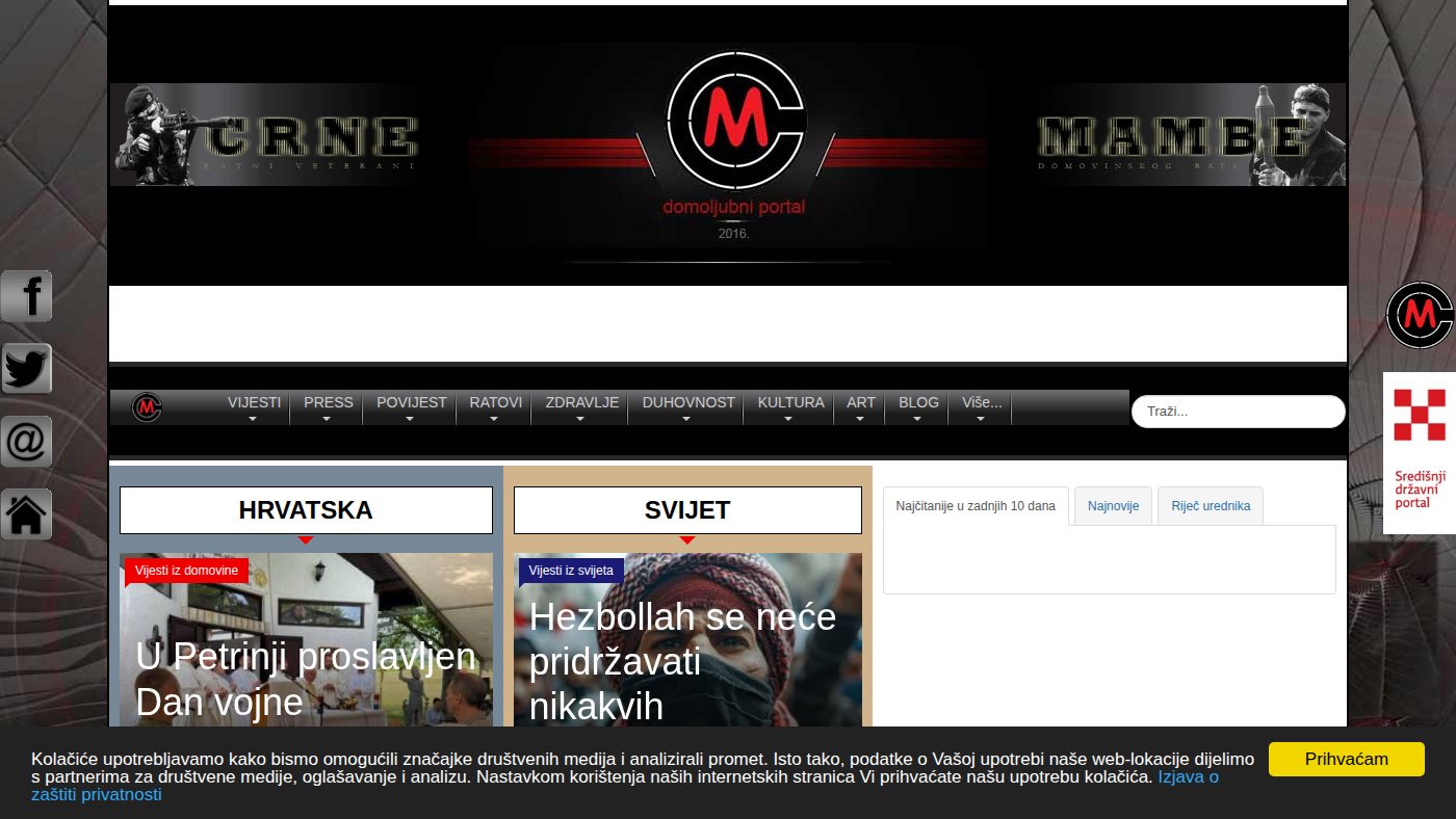 The home page of crnemambe.hr