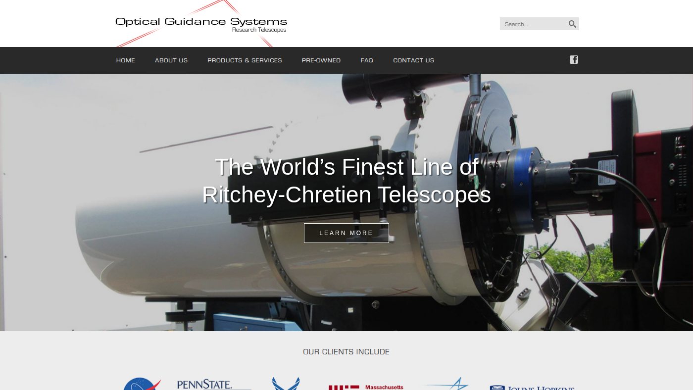 The home page of opticalguidancesystems.com