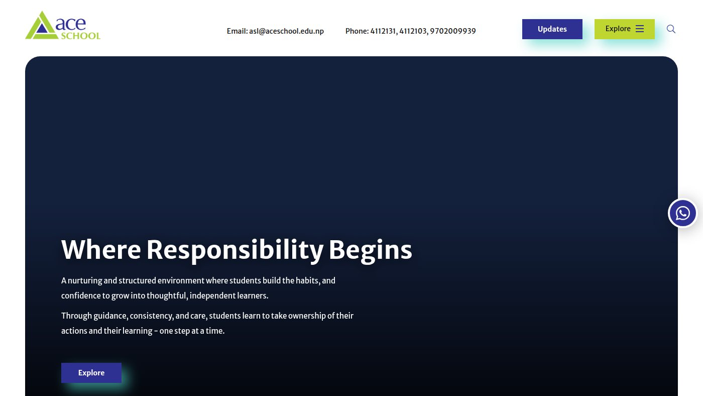 The home page of aceschool.edu.np