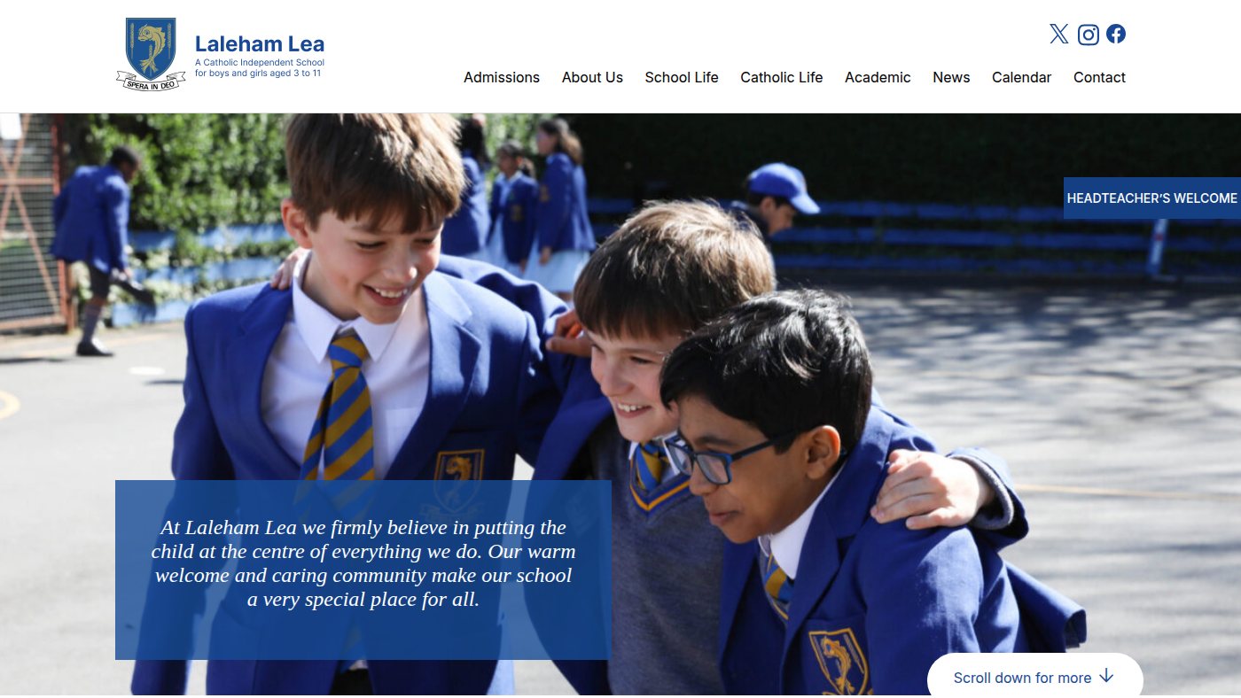The home page of lalehamlea.co.uk