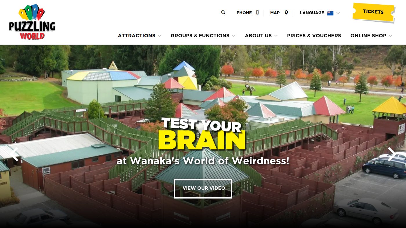 The home page of puzzlingworld.co.nz