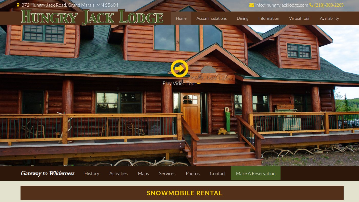The home page of hungryjacklodge.com