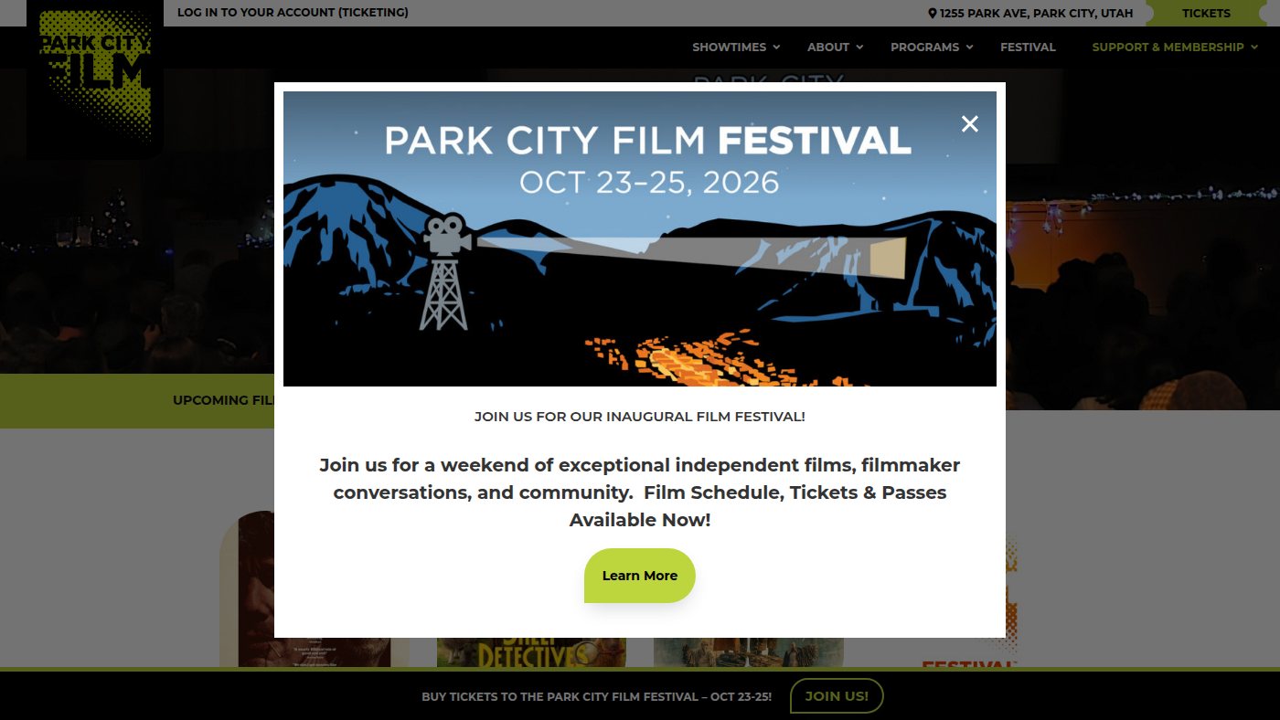 The home page of parkcityfilm.org