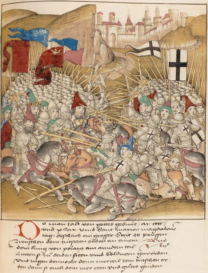 La batalla de Grunwald, librada contra la Orden Teutónica, terminó con una victoria decisiva del Reino de Polonia el 15 de julio de 1410