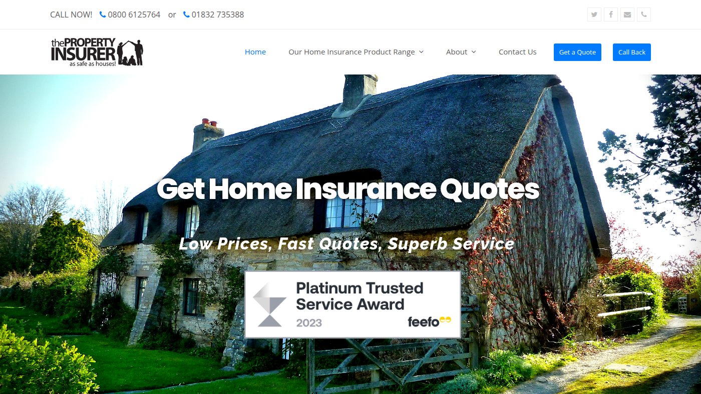 The home page of thepropertyinsurer.co.uk