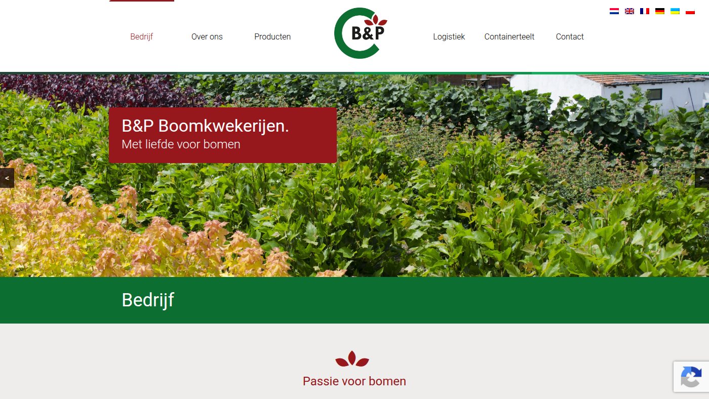 The home page of bpboomkwekerijen.eu