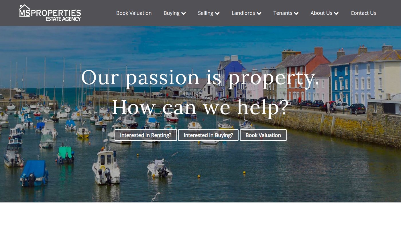 The home page of msproperties.co.uk