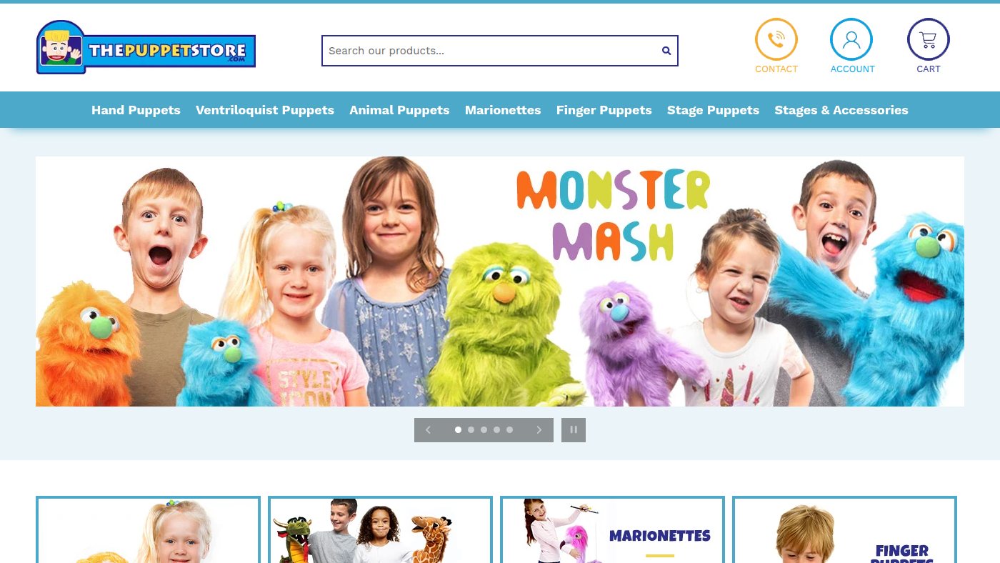 The home page of thepuppetstore.com