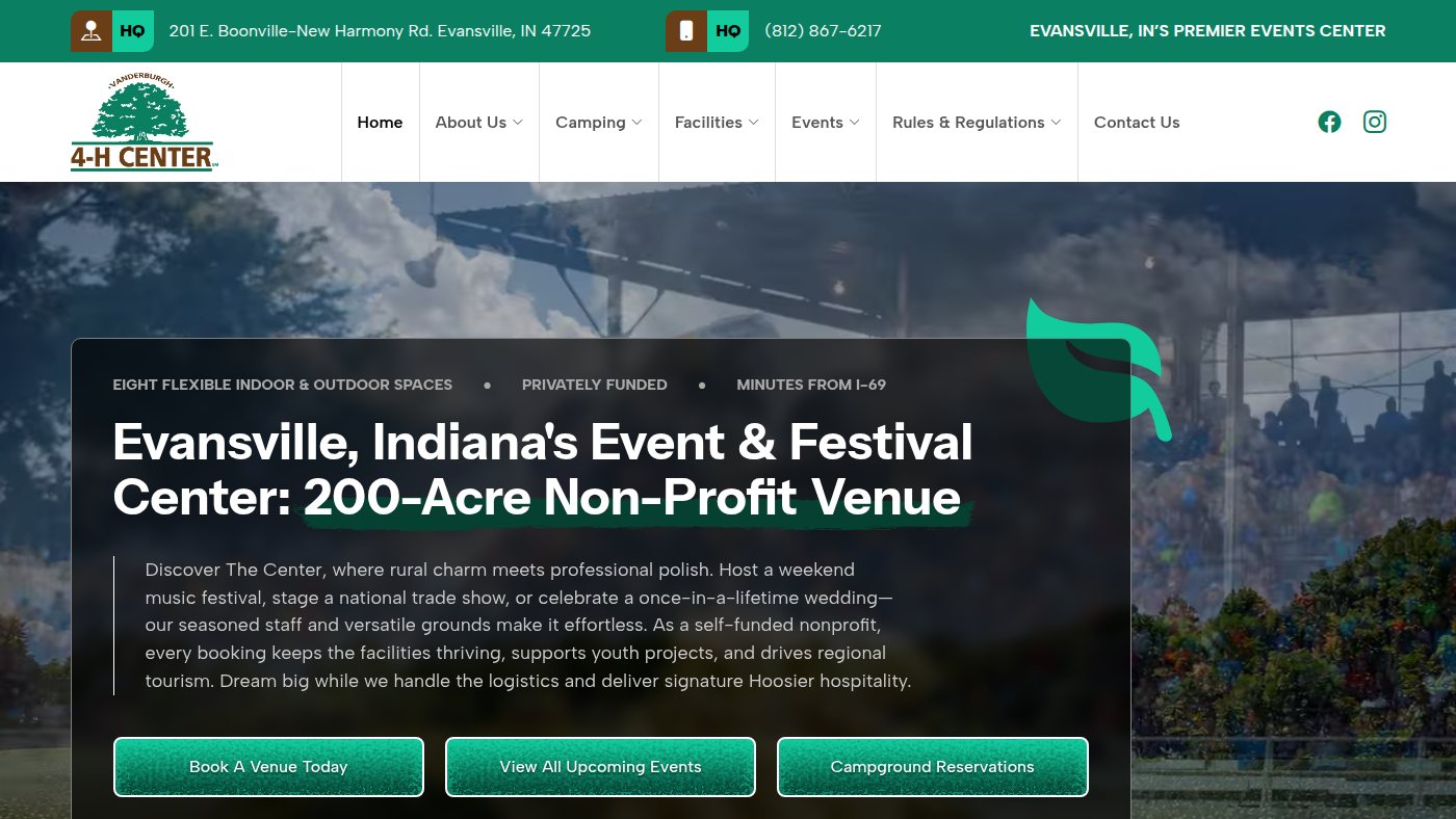 The home page of vanderburgh4hcenter.com