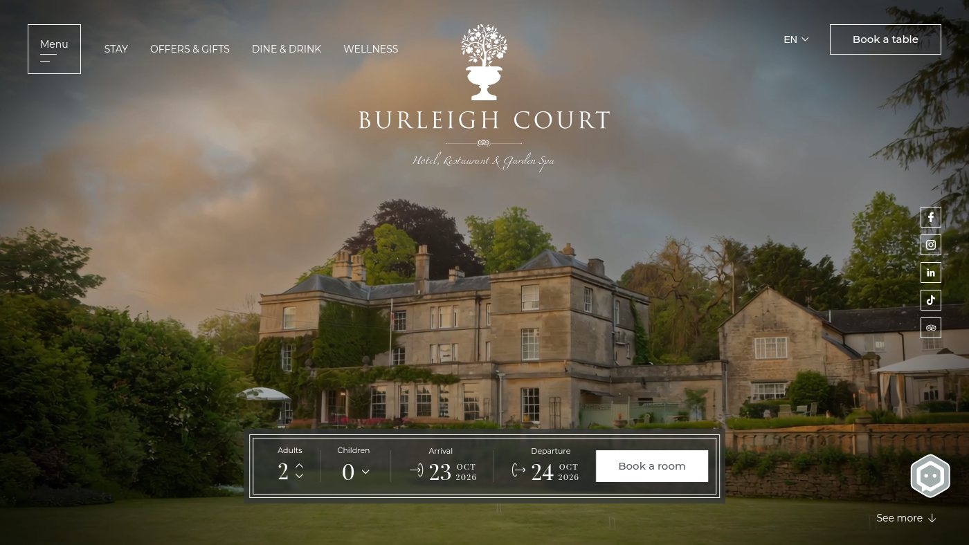 The home page of burleighcourtcotswolds.co.uk