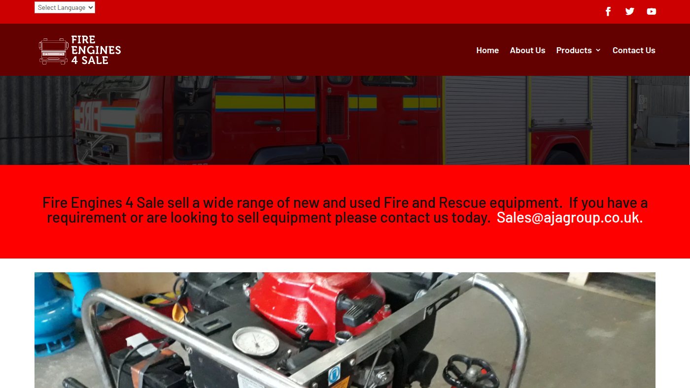 The home page of fireengines4sale.co.uk