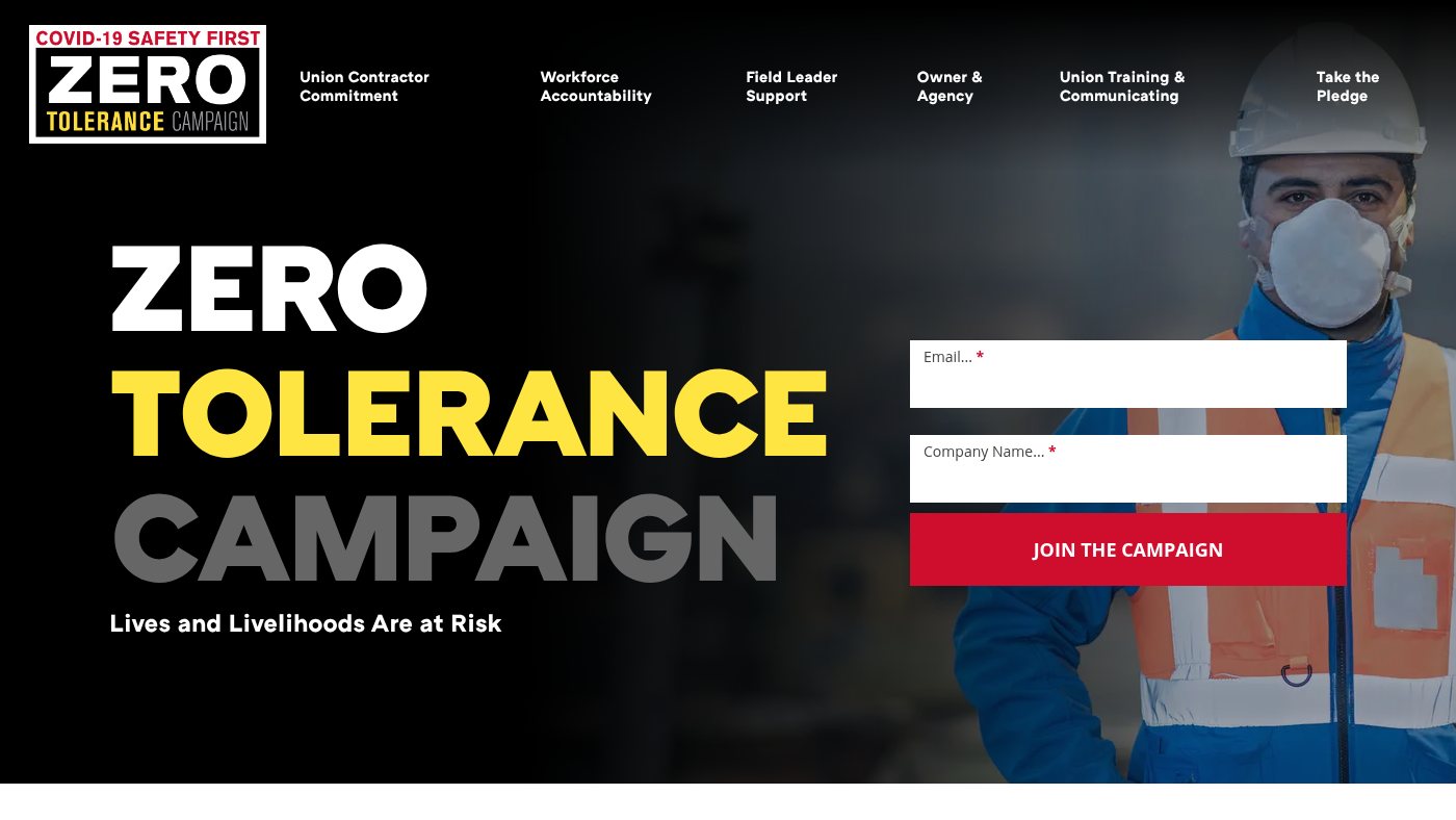 The home page of covid19zerotolerance.com
