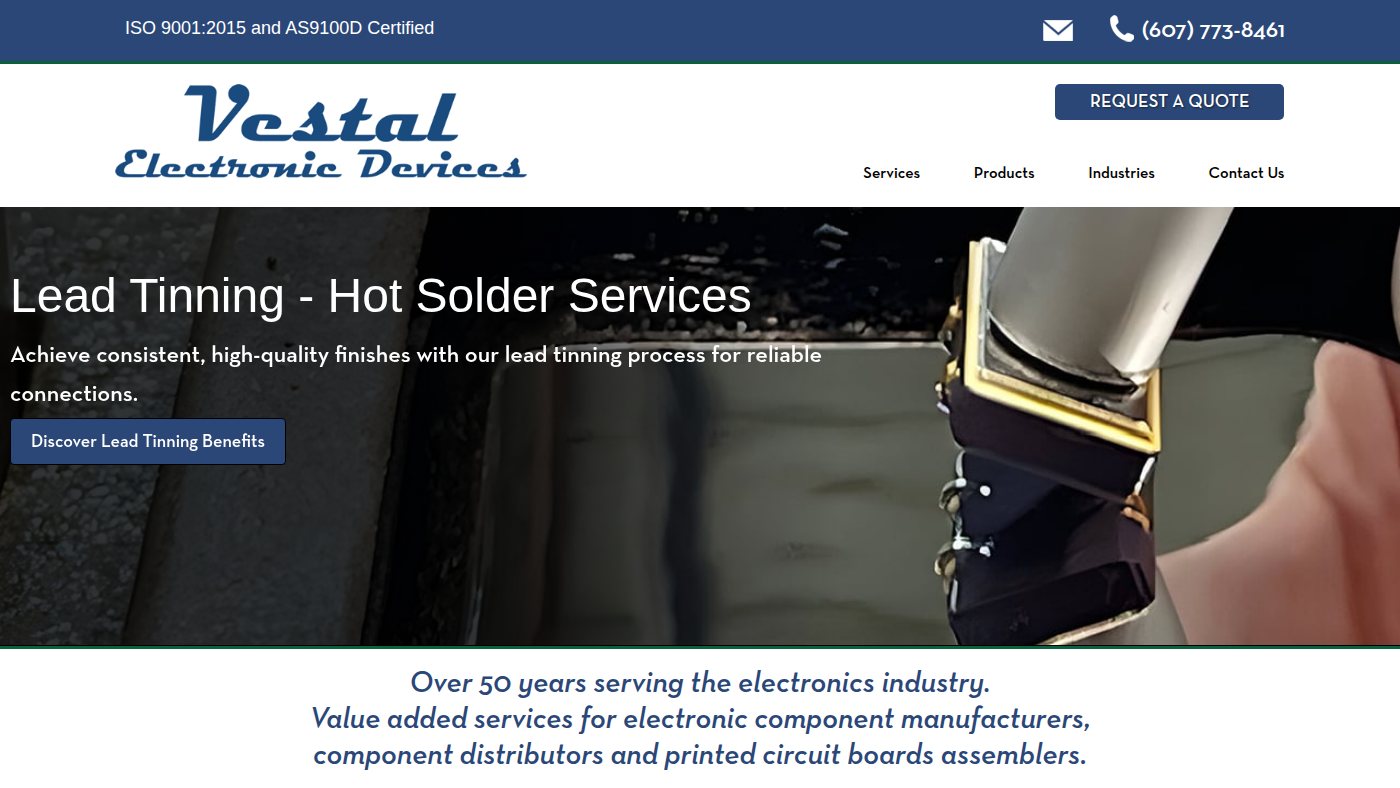 The home page of vestalelectronics.com