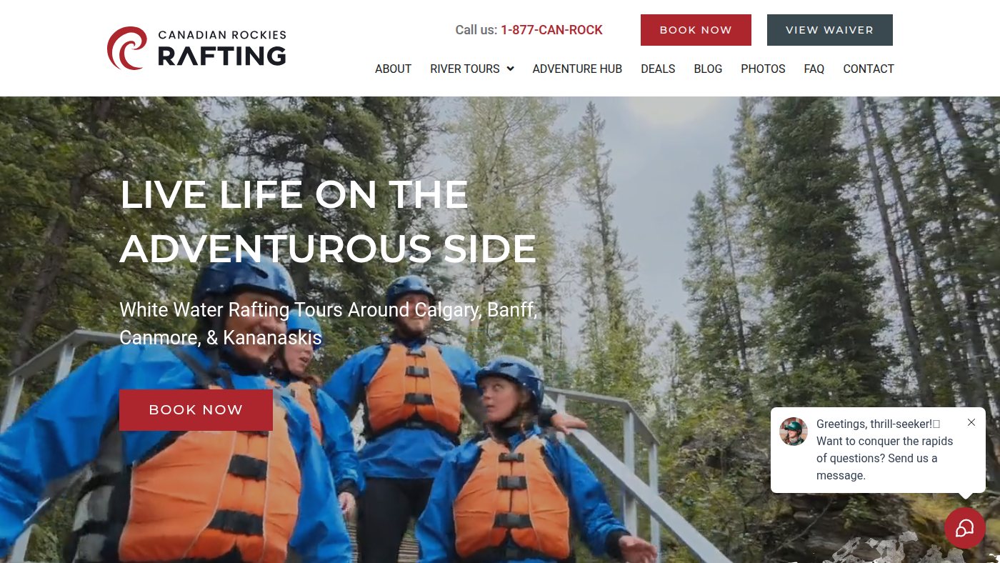 The home page of rafting.ca