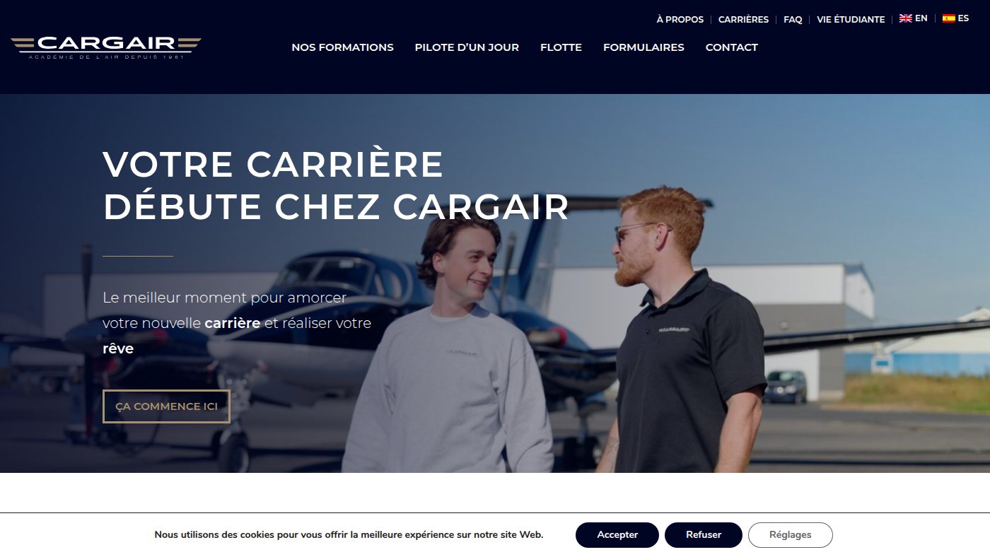 The home page of cargair.com