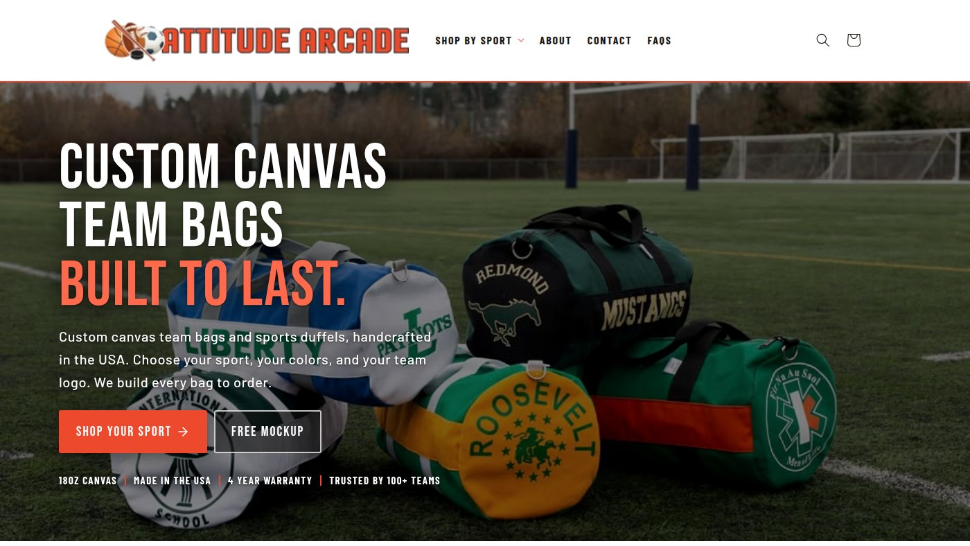 The home page of attitudearcade.com