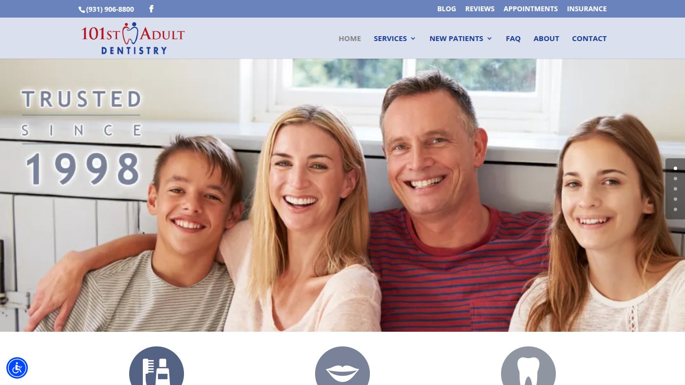 The home page of 101stadultdentistry.com