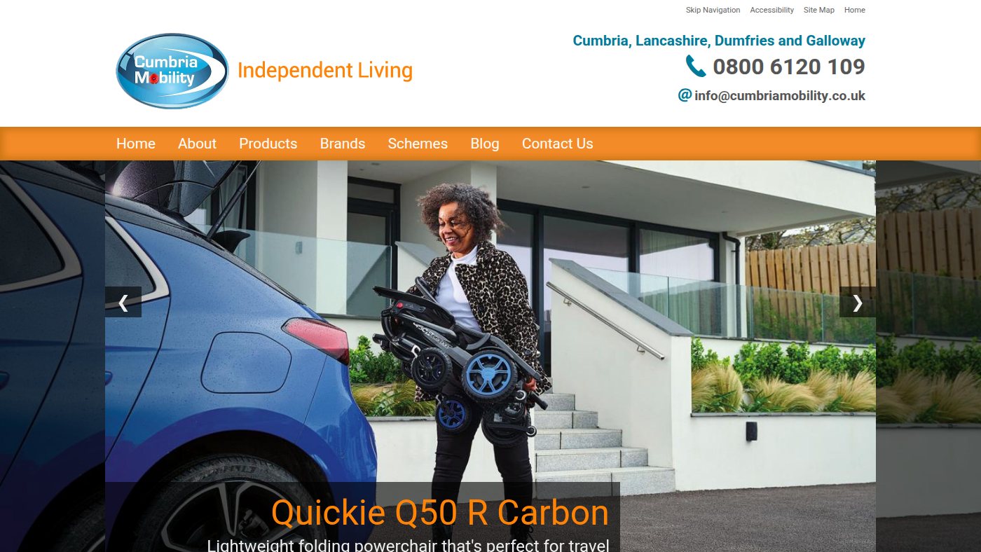 The home page of cumbriamobility.co.uk