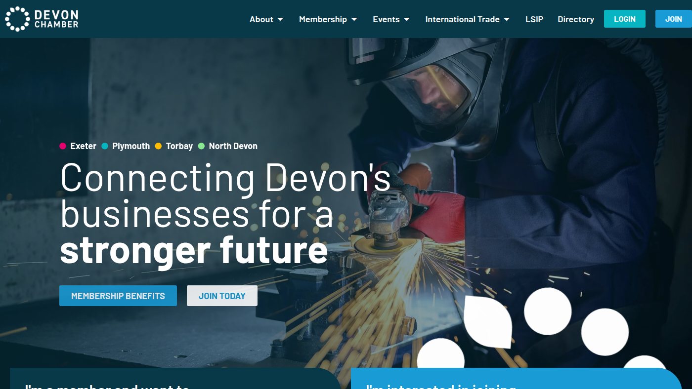The home page of devonchamber.co.uk