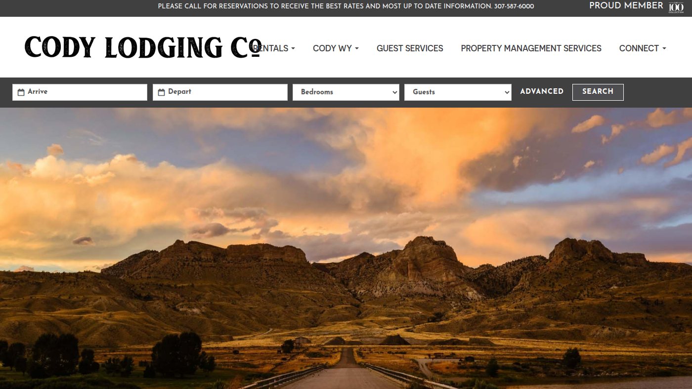 The home page of codylodgingcompany.com