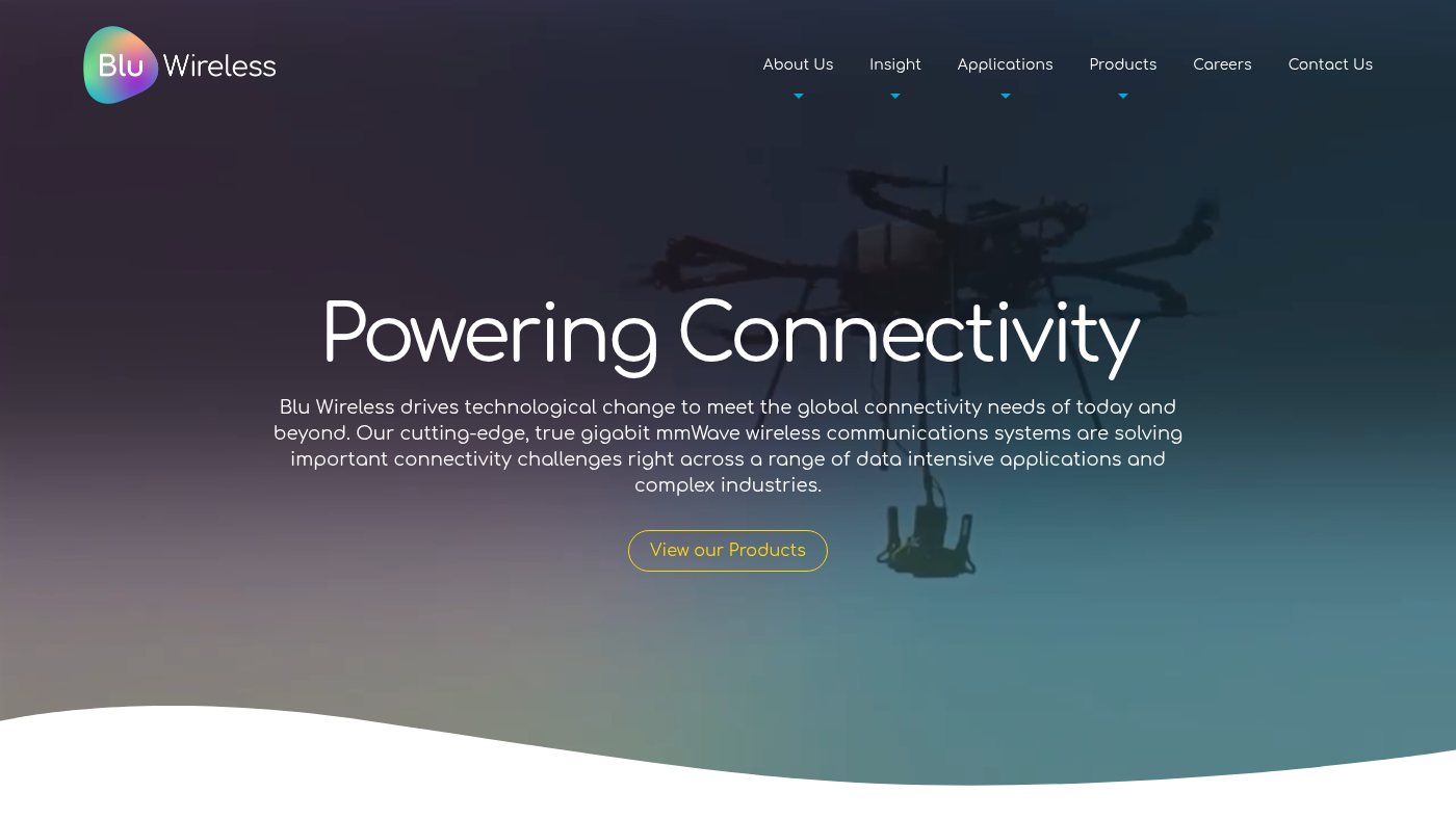 The home page of bluwireless.com