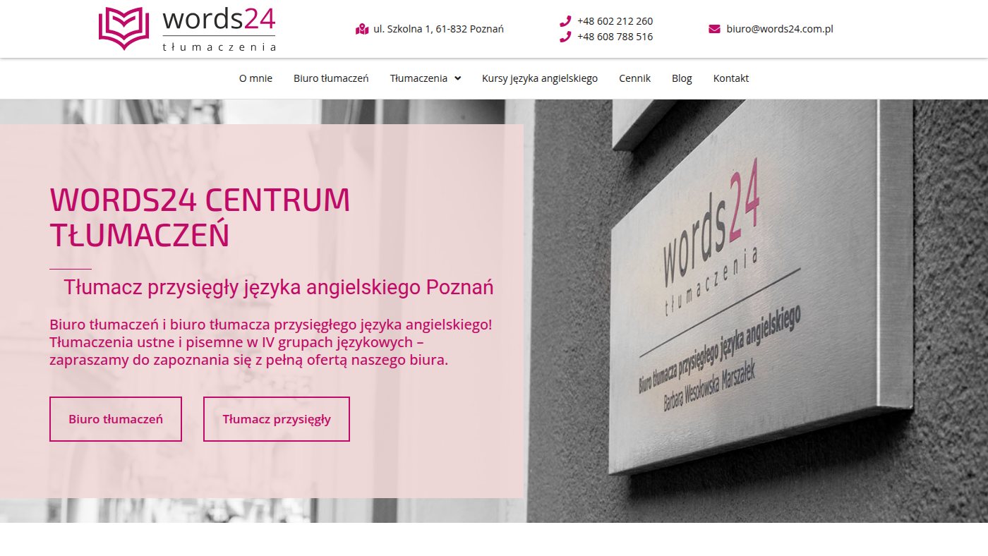 The home page of words24.com.pl
