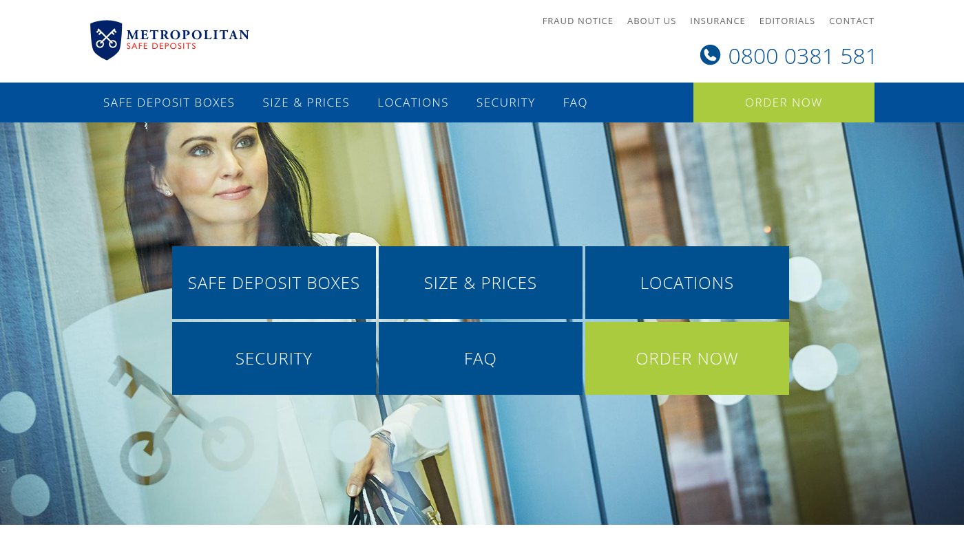 The home page of metrosafe.co.uk