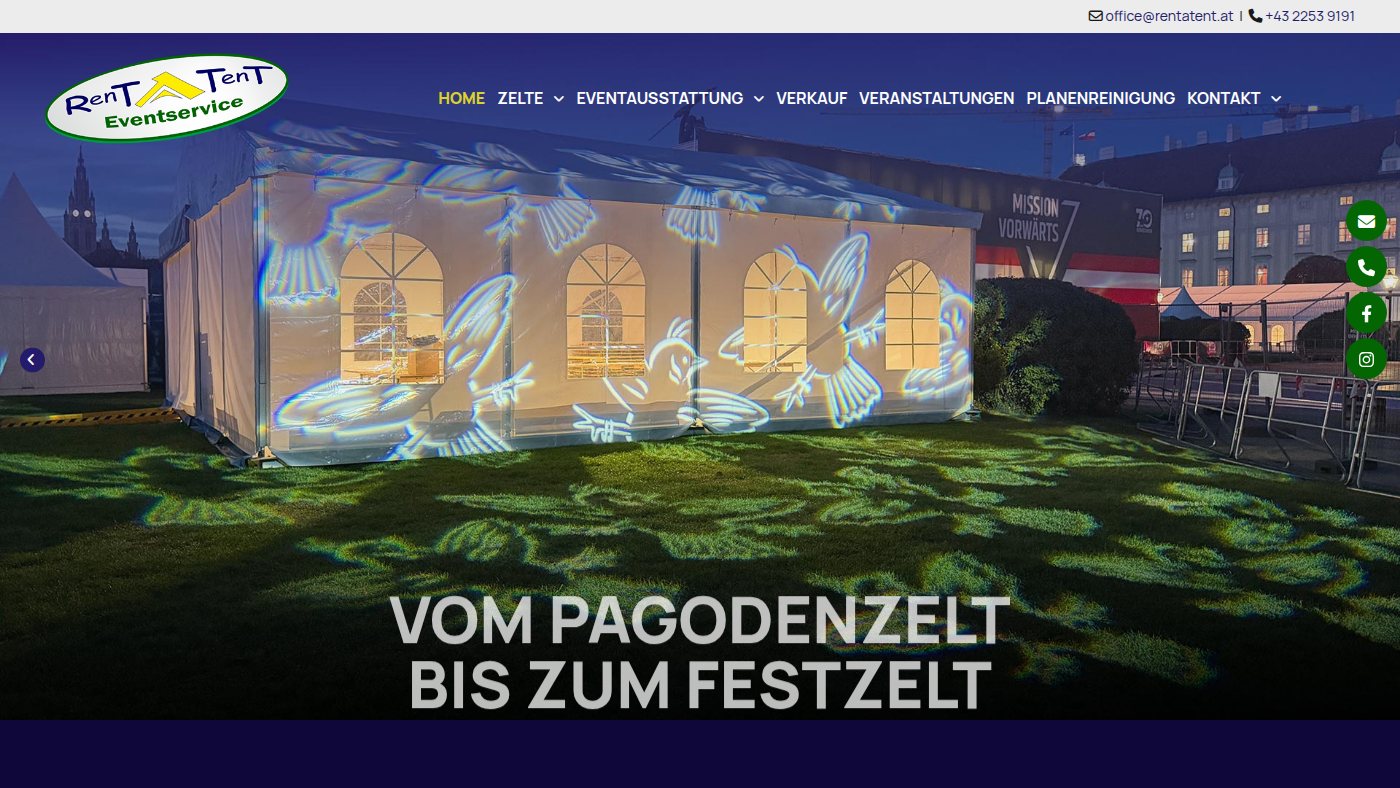 The home page of rentatent.at