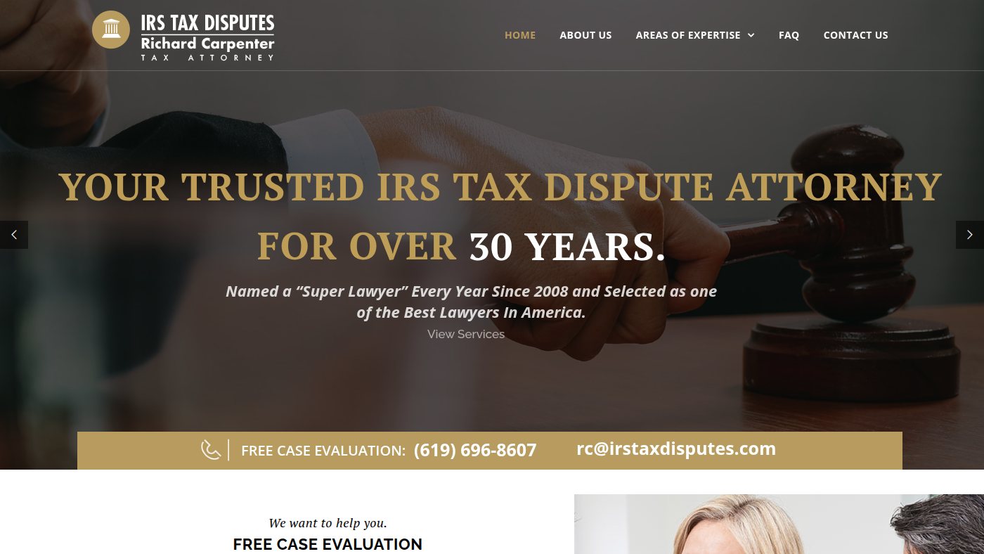 The home page of irstaxdisputes.com