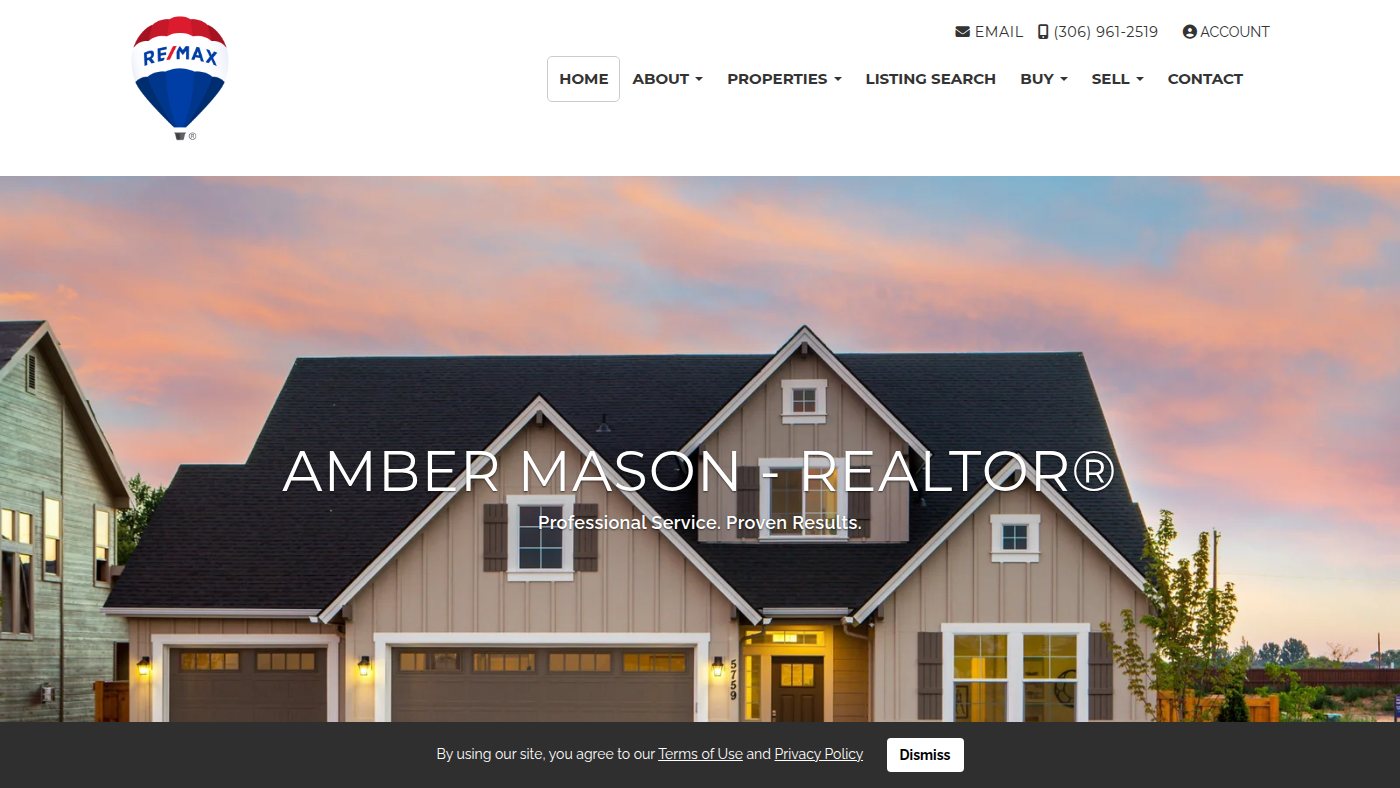 The home page of ambermason.ca