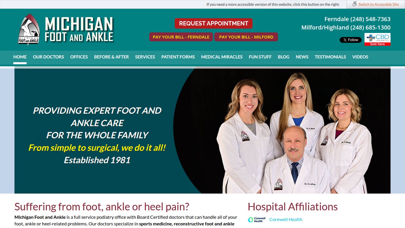 The home page of michiganfootandankle.com