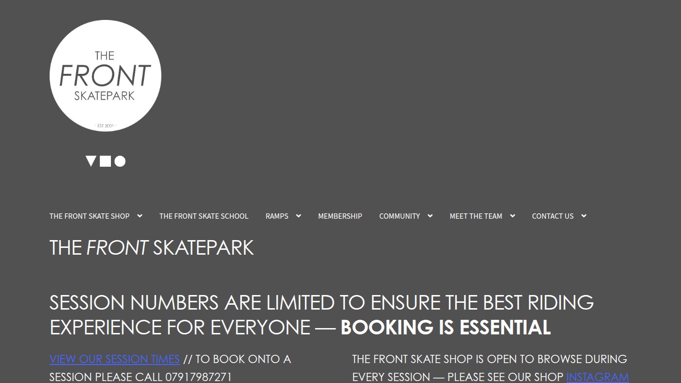 The home page of weymouthskatepark.co.uk