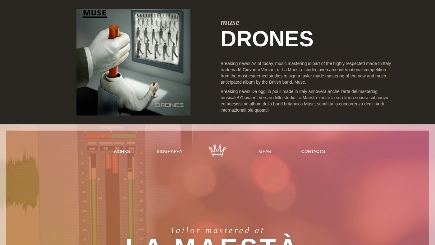 The home page of lamaestamastering.it