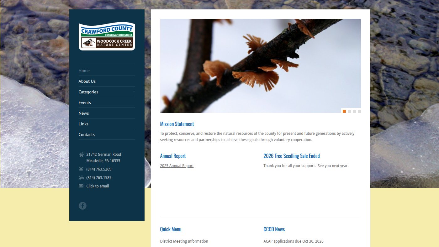 The home page of crawfordconservation.com